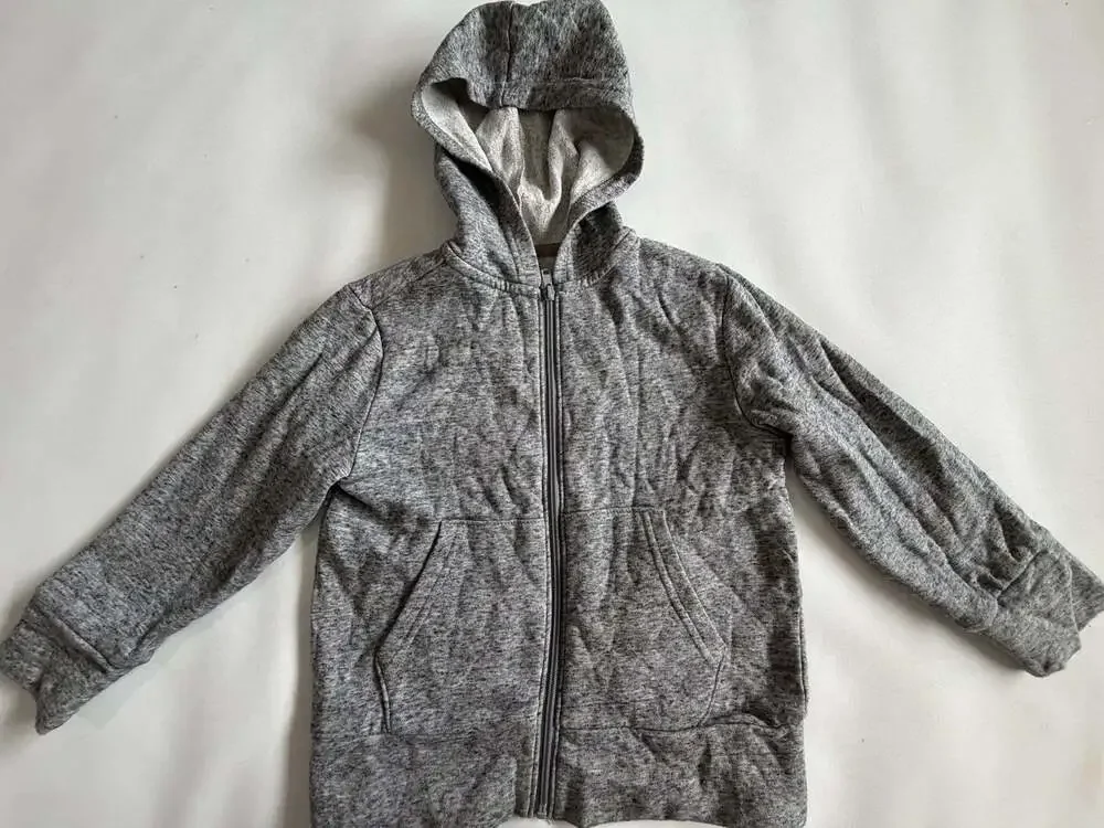 Old Navy Gray Heather Zip Up Hoodie Kids Fleece Sweatshirt Basic Casual
